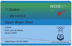 Brevetkaart 1-ster NOB/CMAS duiker